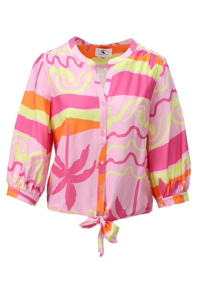 K-design - Blouse met print en pofmouwen (C161)