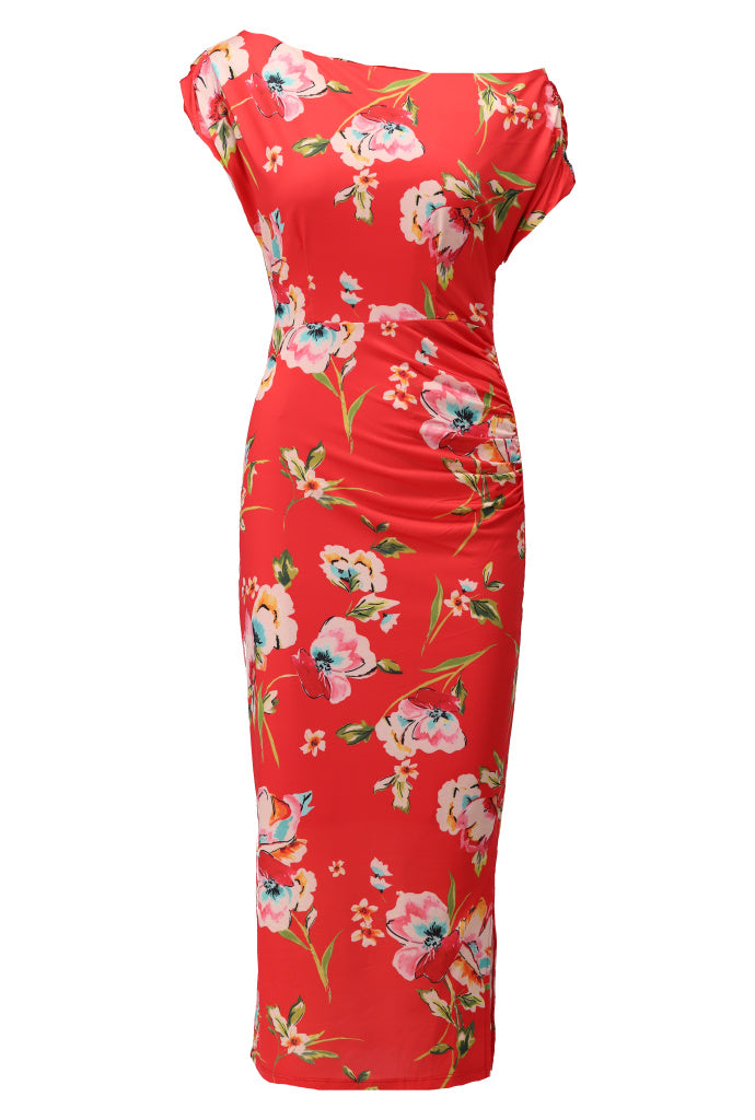K-design - Off shoulder maxi dress met bloemenprint (C200)