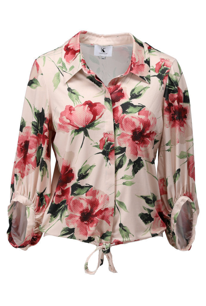 K-design - Blouse met bloemenprint en trekkoord (C209)