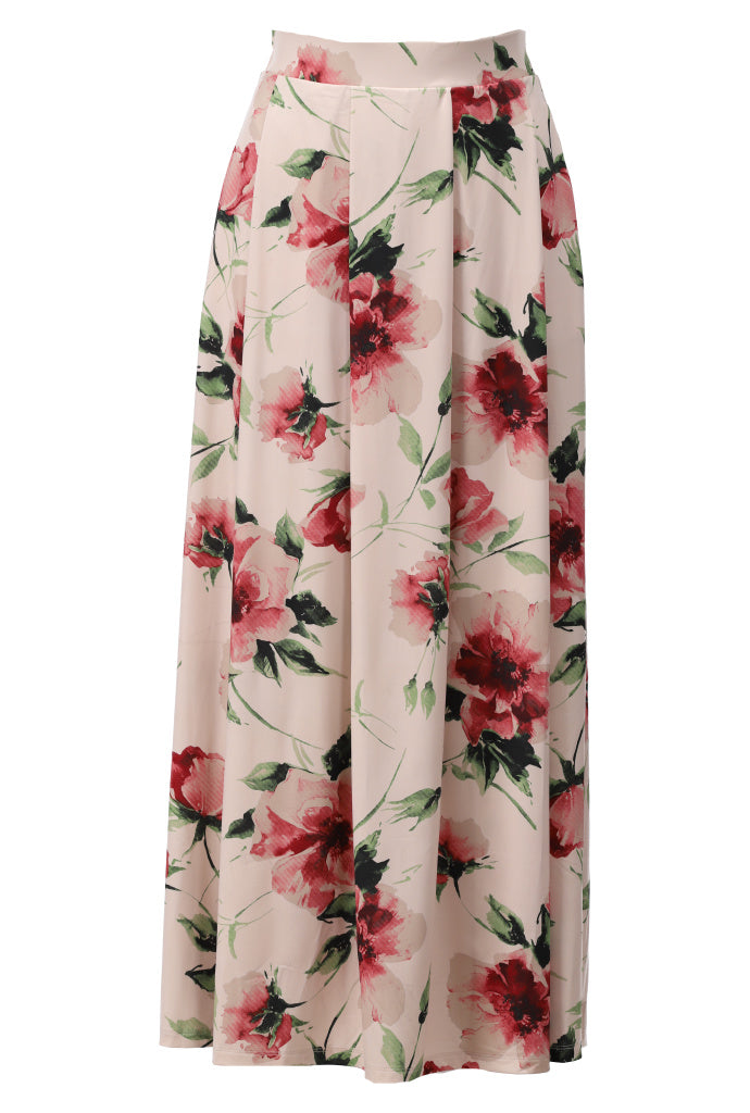 K-design - Lange rok met bloemenprint (C211)