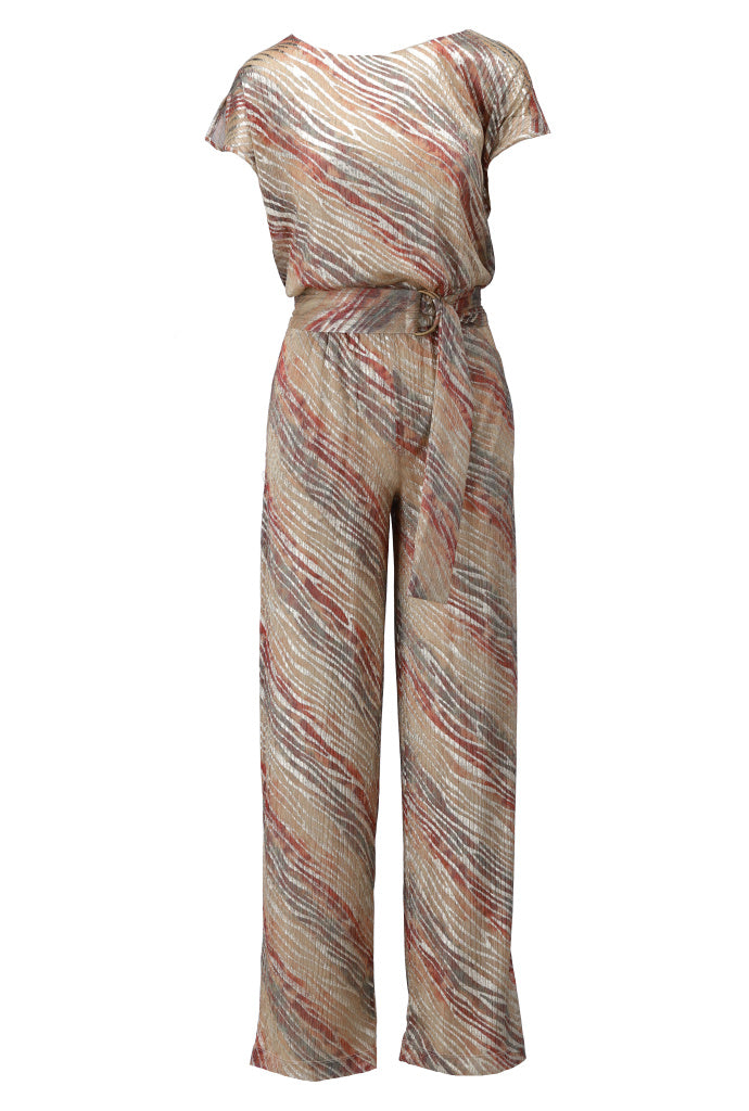 K-design - Jumpsuit met lurex en stoffen riem (C250)
