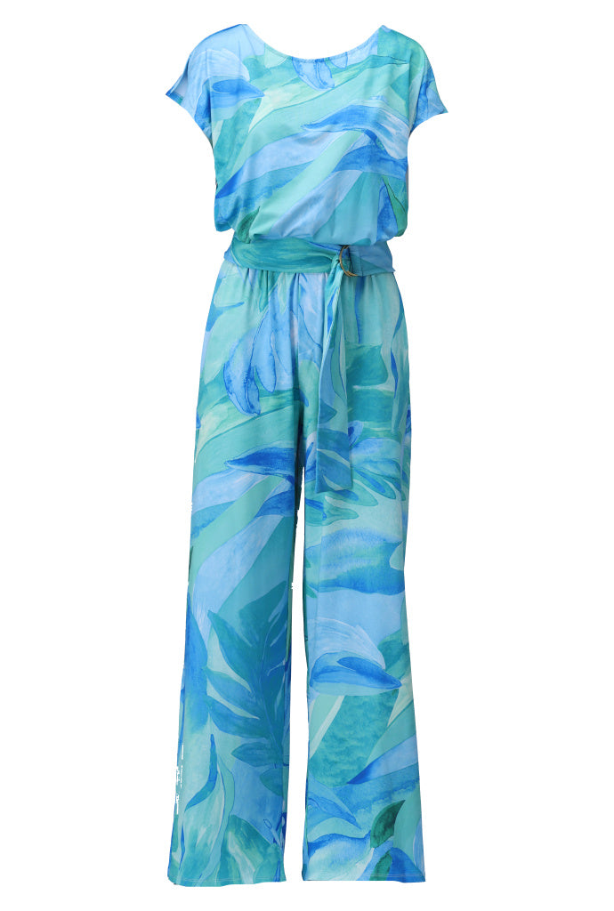 K-design - Jumpsuit met print en stoffen riem (C308)