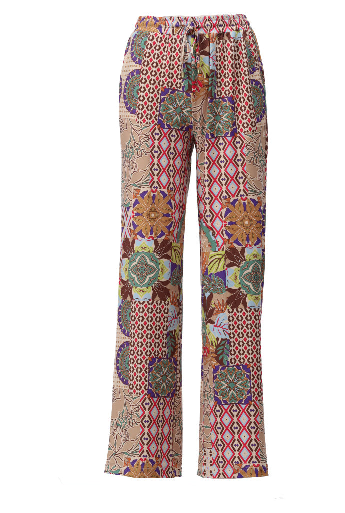 K-design - Broek met print  en trekkoord (C315)