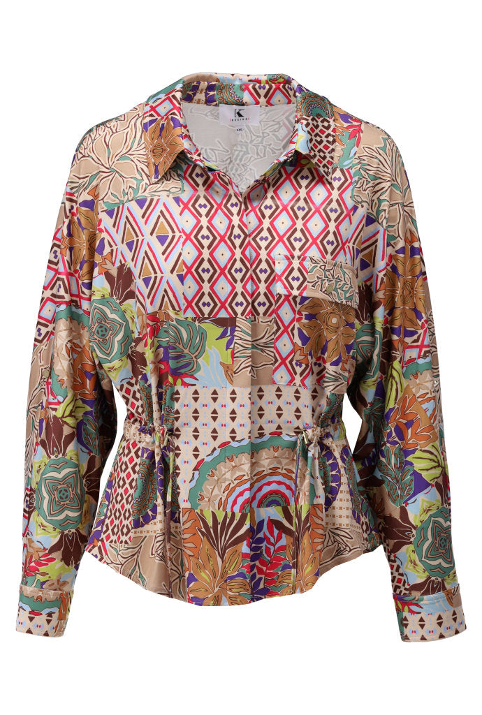 K-design - Blouse met print en trekkoordjes (C316)