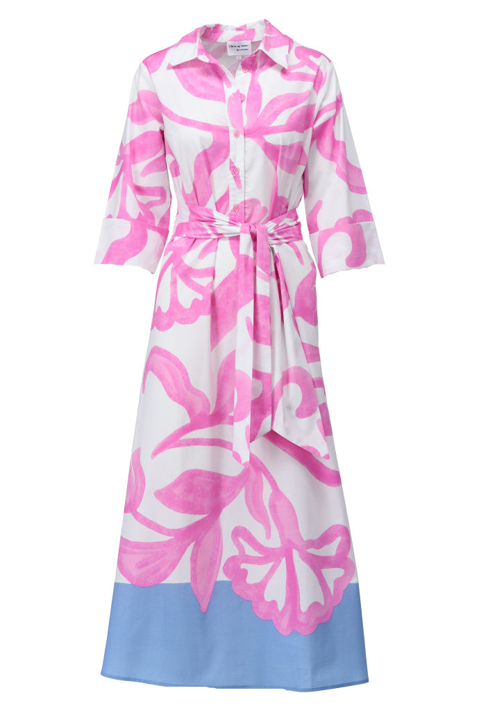 You're my lobster - Maxi dress met print en stoffen riem (C355L)
