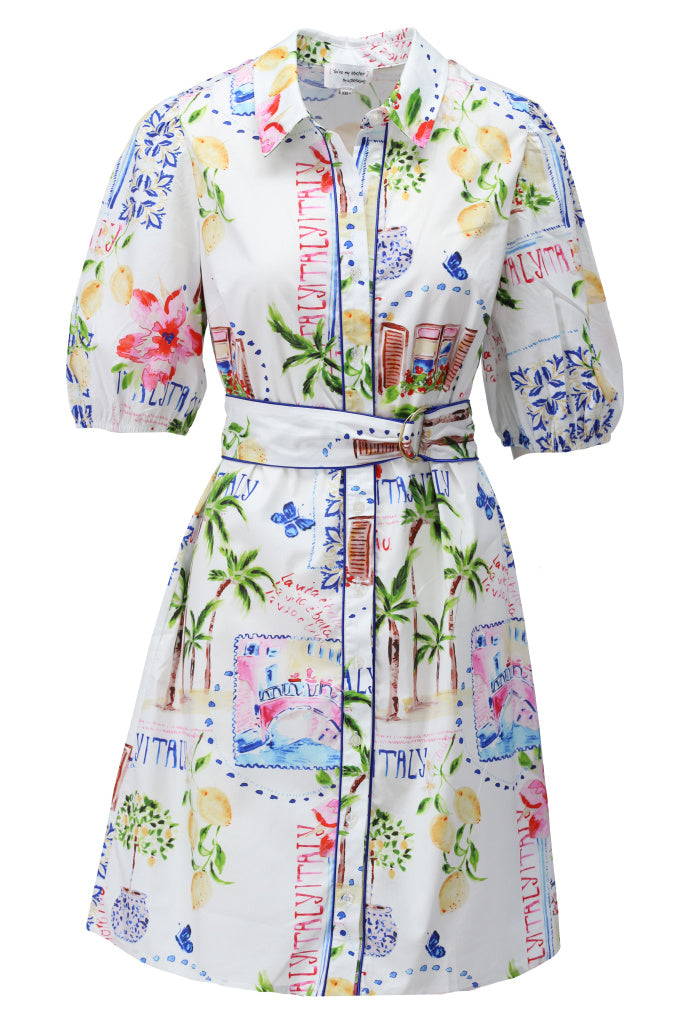 You're my lobster - Jurk met print en stoffen riem (C360L)