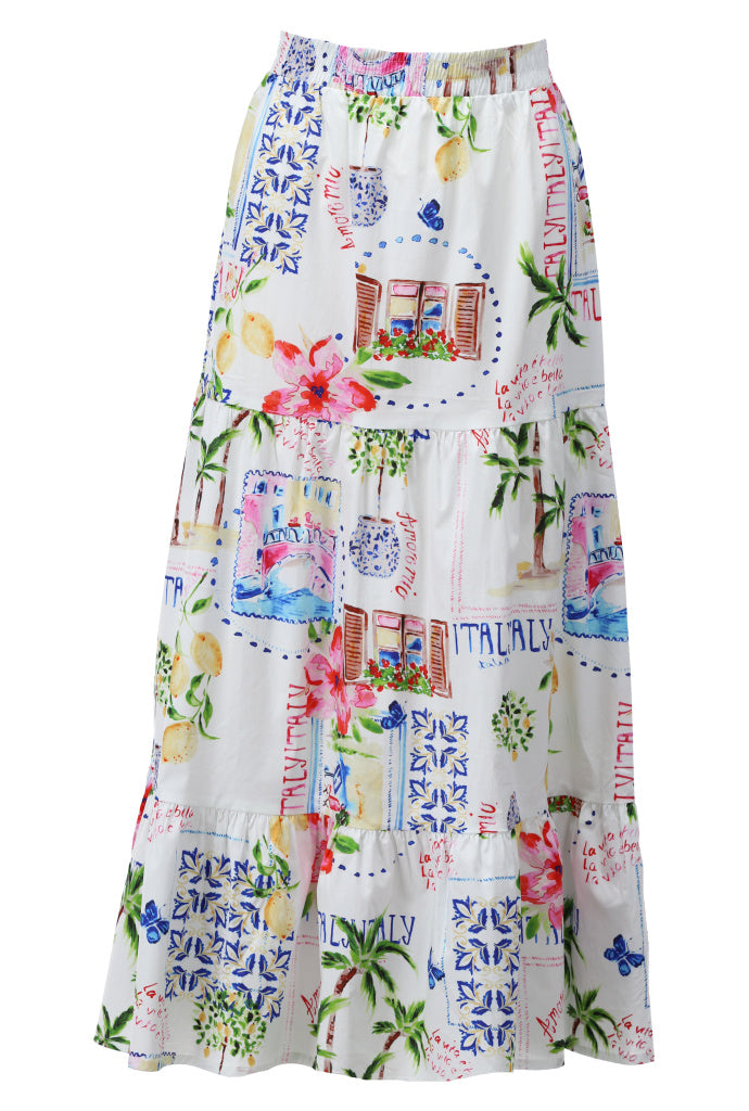 You're my lobster - Lange rok met print en volants (C362L)