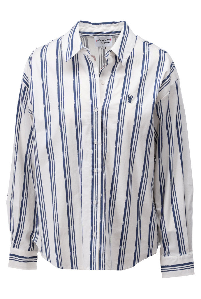 You're my lobster - Blouse met strepen & kreeft (C700L)