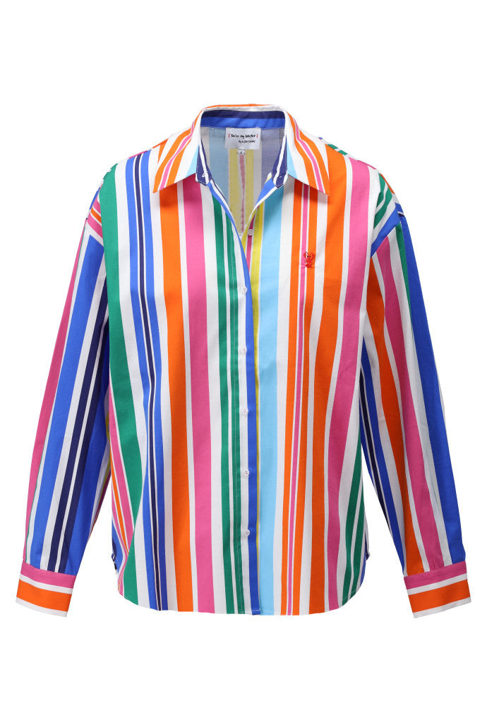 You're my lobster - Blouse met strepen & kreeft (C728L)