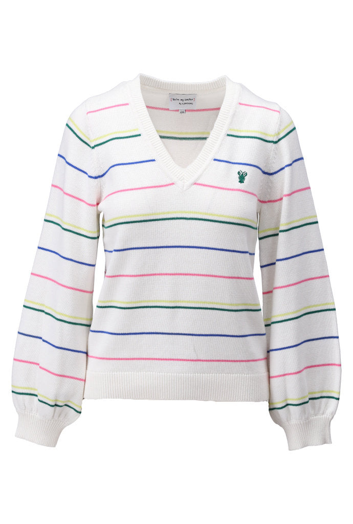 You're my lobster - Pull V-hals met strepen (C807L)