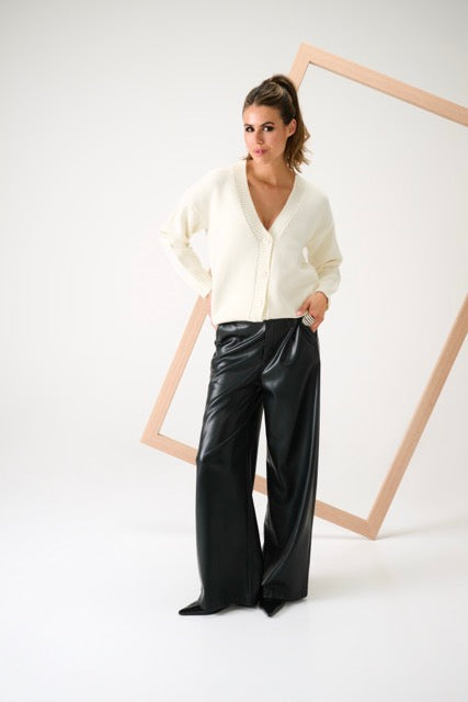 K-Design - Vegan lederen broek met plooien (B750)