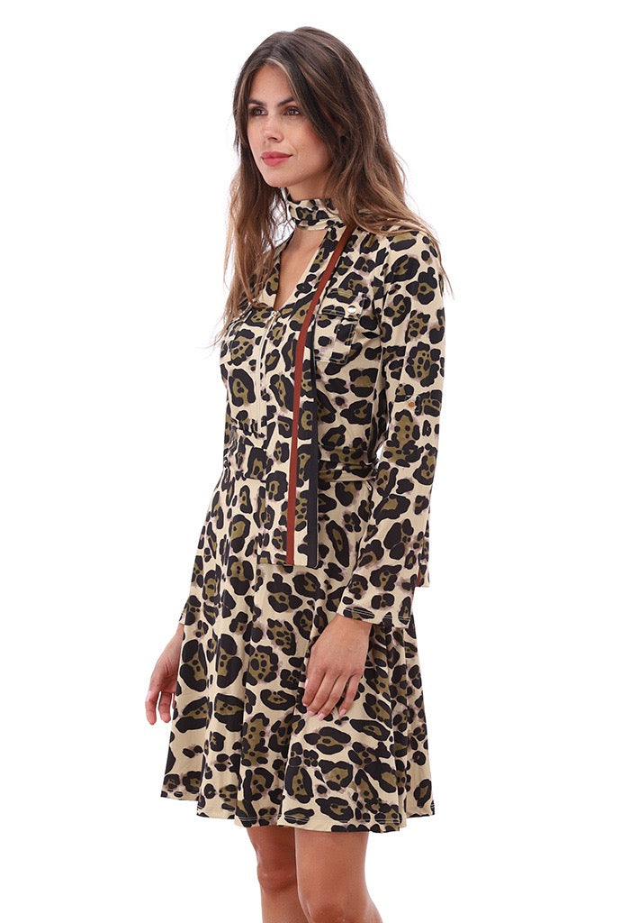 K-Design - Jurk met luipaard print (B111)