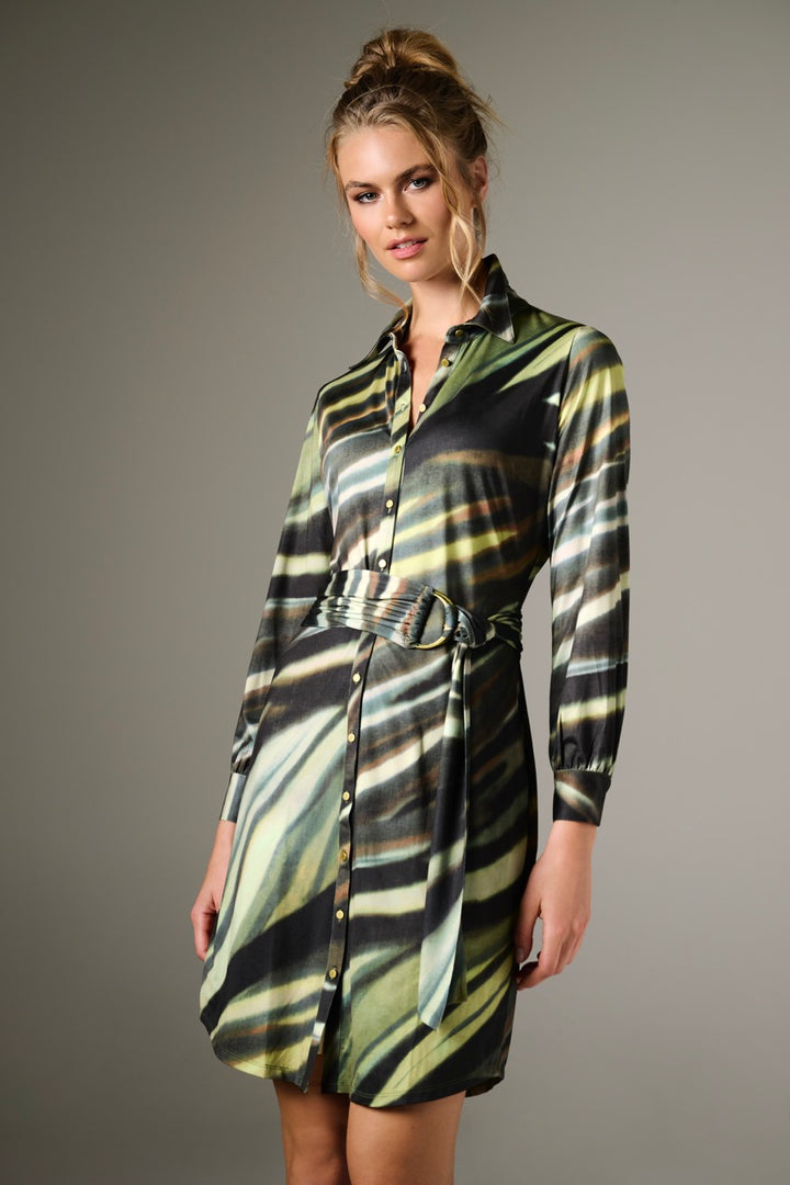 K-Design - Polo jurk met design en stoffen riem (B131)