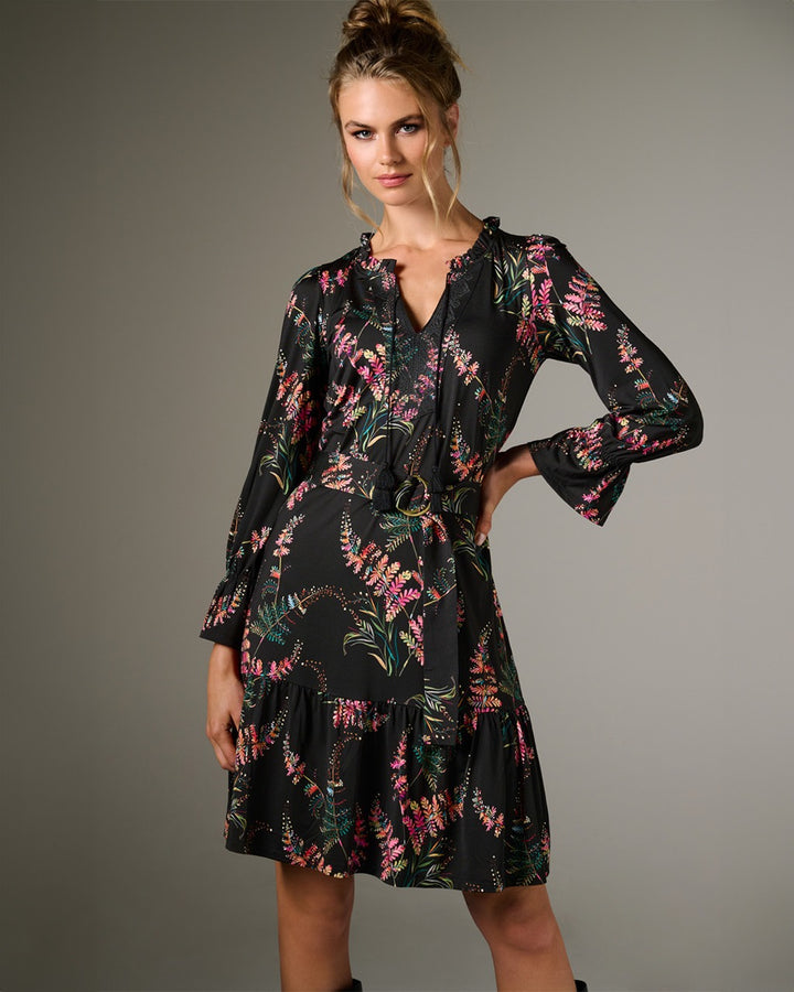 K-Design - Jurk met design en stoffen riem (B323)