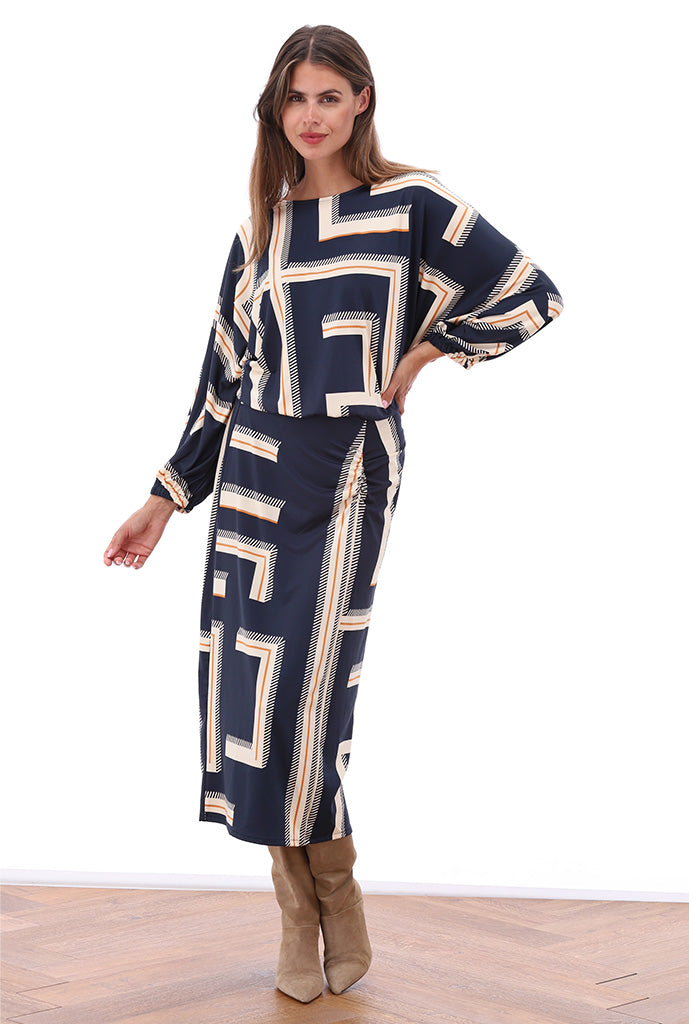 K-Design - Midi jurk met design (B335)