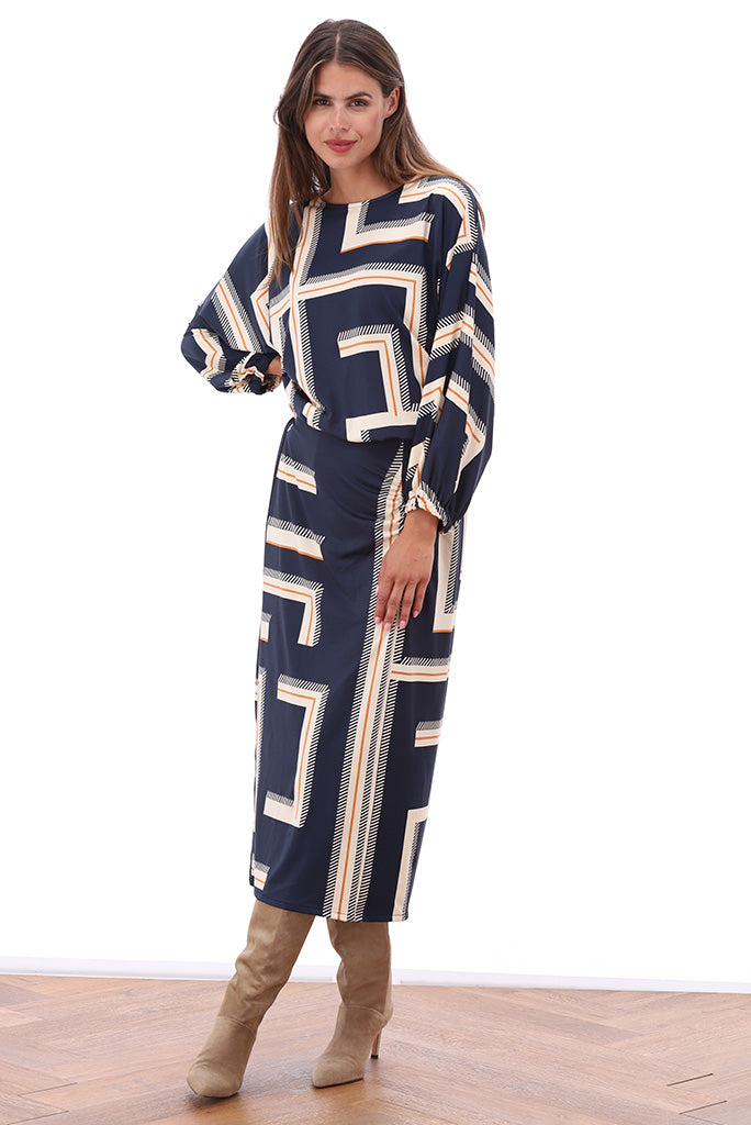 K-Design - Midi jurk met design (B335)