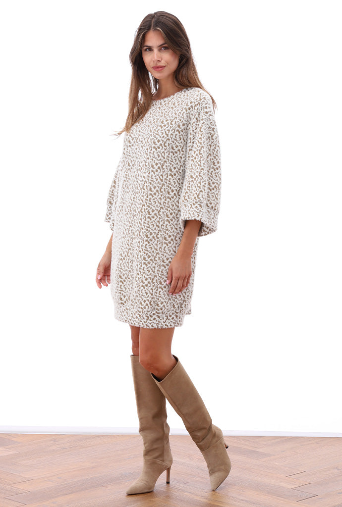 K-Design - Jurk met ronde hals en dessin (B493)