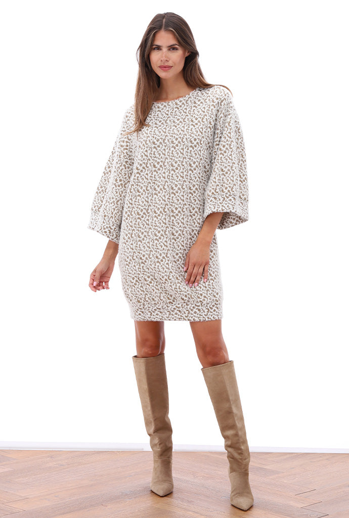 K-Design - Jurk met ronde hals en dessin (B493)