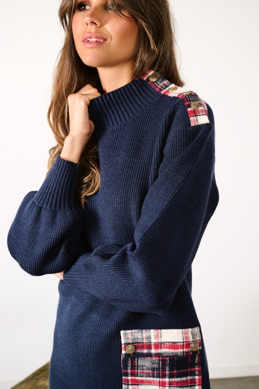 K-Design - Jurk met kraag, knopen & zakje (B832)