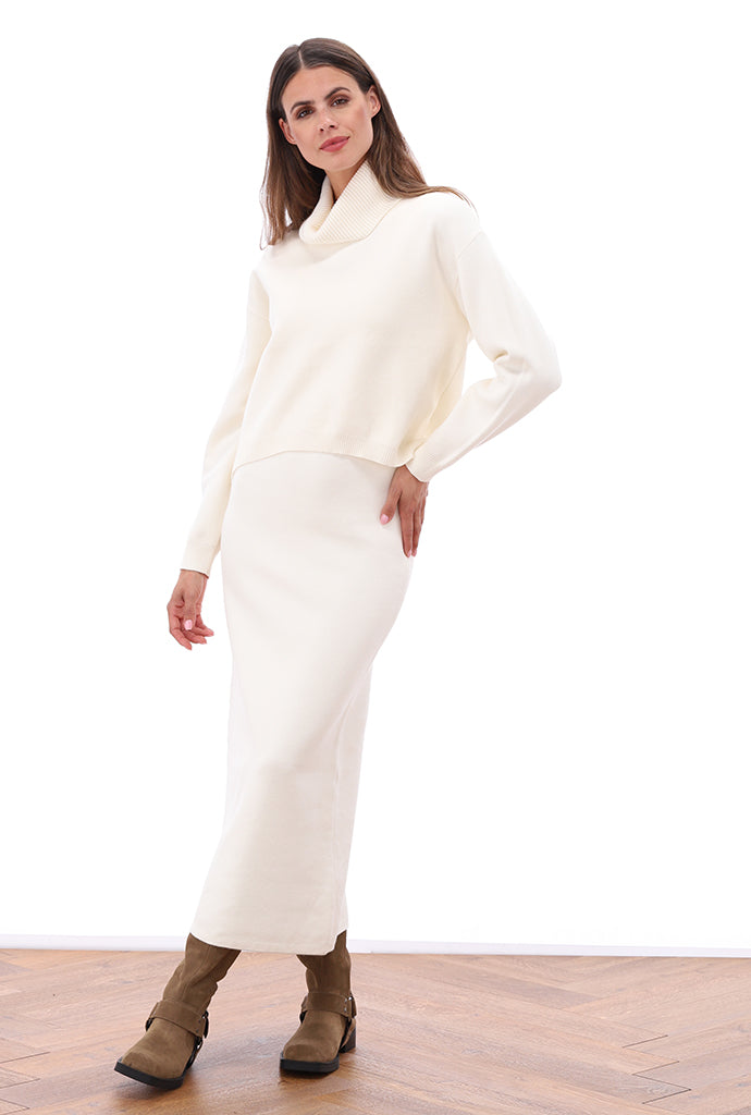 K-Design - Gebreide set met jurk & pull (B872)