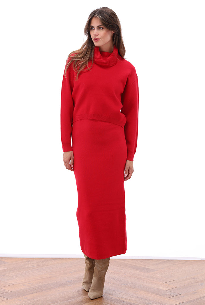 K-Design - Gebreide set met jurk & pull (B872)