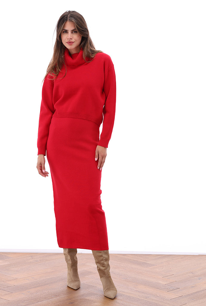 K-Design - Gebreide set met jurk & pull (B872)