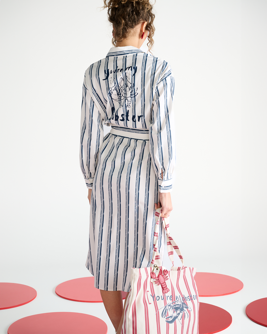 You're my lobster - Maxi jurk met strepen & kreeft (C701L)