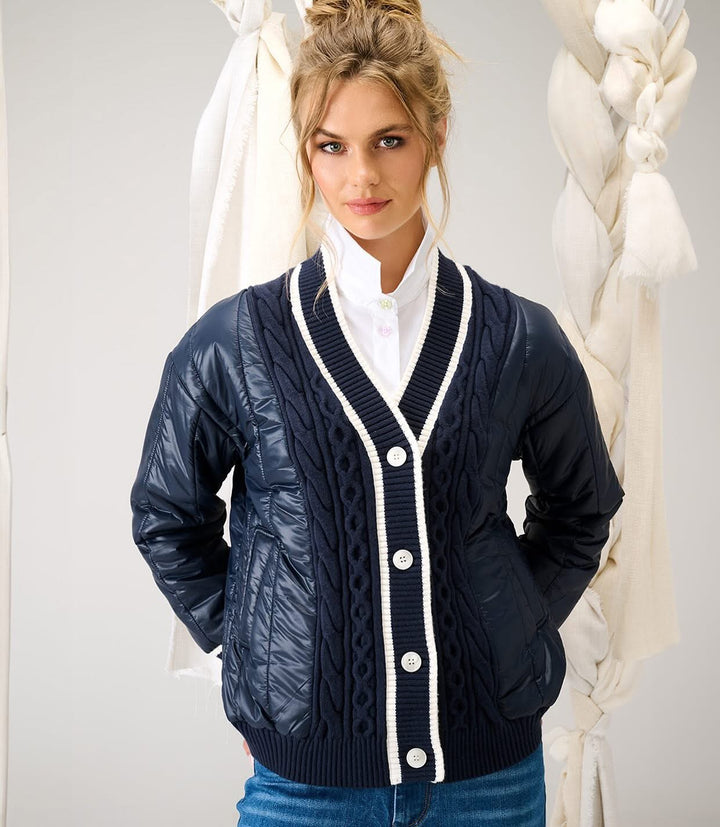 K-Design - Gewatteerde cardigan met gebreide mouwen (B840)