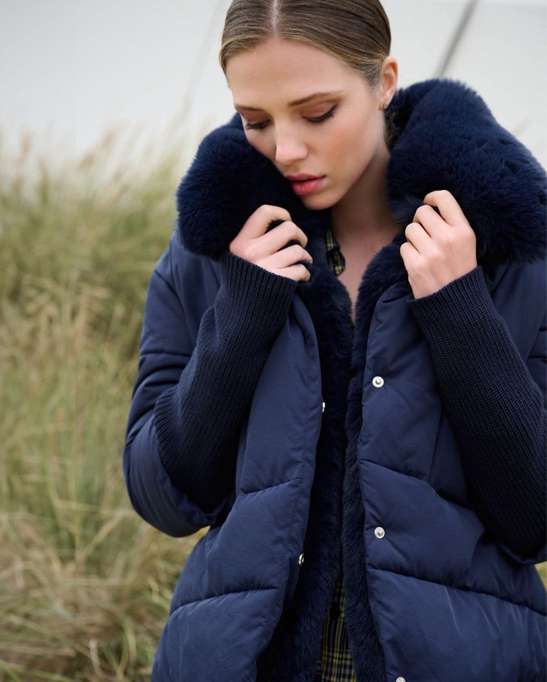 K-Design - Puffer jas met bont (B902)