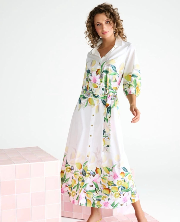 You're my lobster - Maxi jurk met print en stoffen riem (C352L)