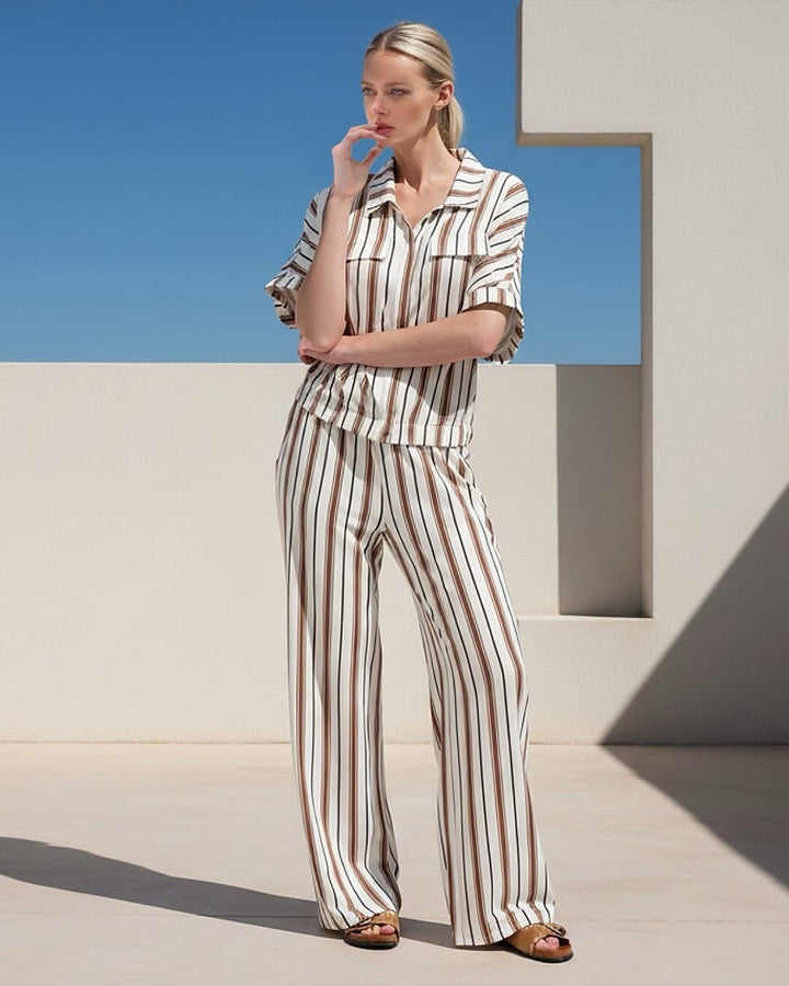K-design - Broek met print en trekkoord (C305)