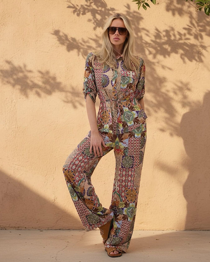 K-design - Broek met print  en trekkoord (C315)