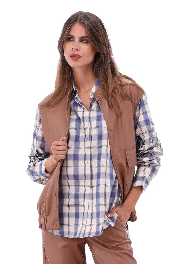 K-Design - Oversized tartan blouse (B790)