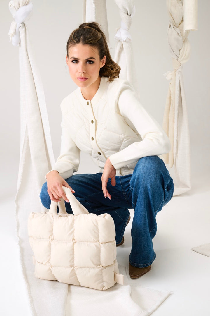 K-Design - Gewatteerde cardigan met gebreide mouwen (B815)