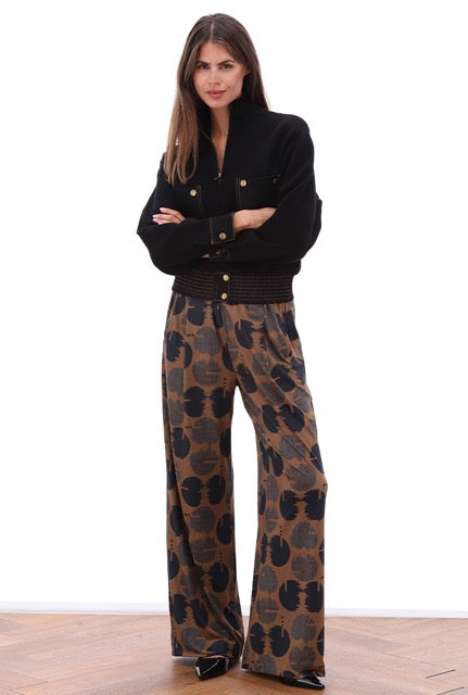 K-Design - Wijde broek met design en trekkoord (B317)