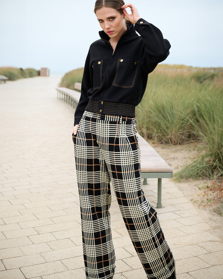 K-Design - Gebreide jas met jeansdetails (B822)