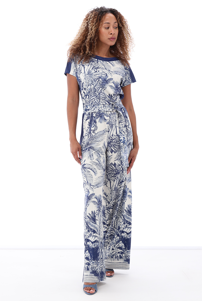 K-design - Jumpsuit met print en stoffen riem (A327P958)