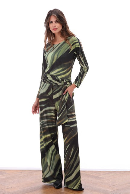 K-Design - Jumpsuit met design en stoffen riem (B130)