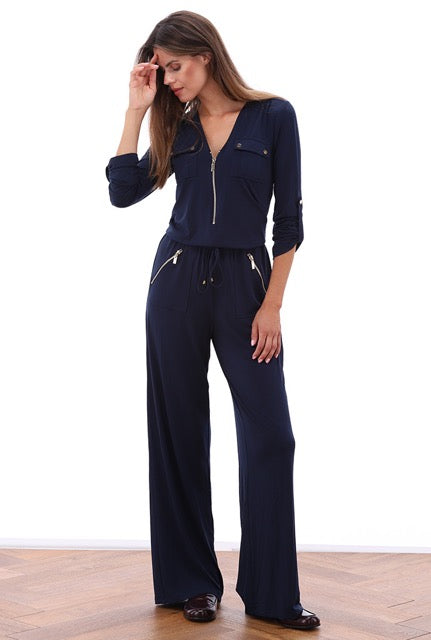 K-Design - Jumpsuit met rits en zakjes (B195)