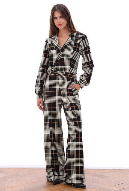 K-Design - Tartan crossover jumpsuit (B624)