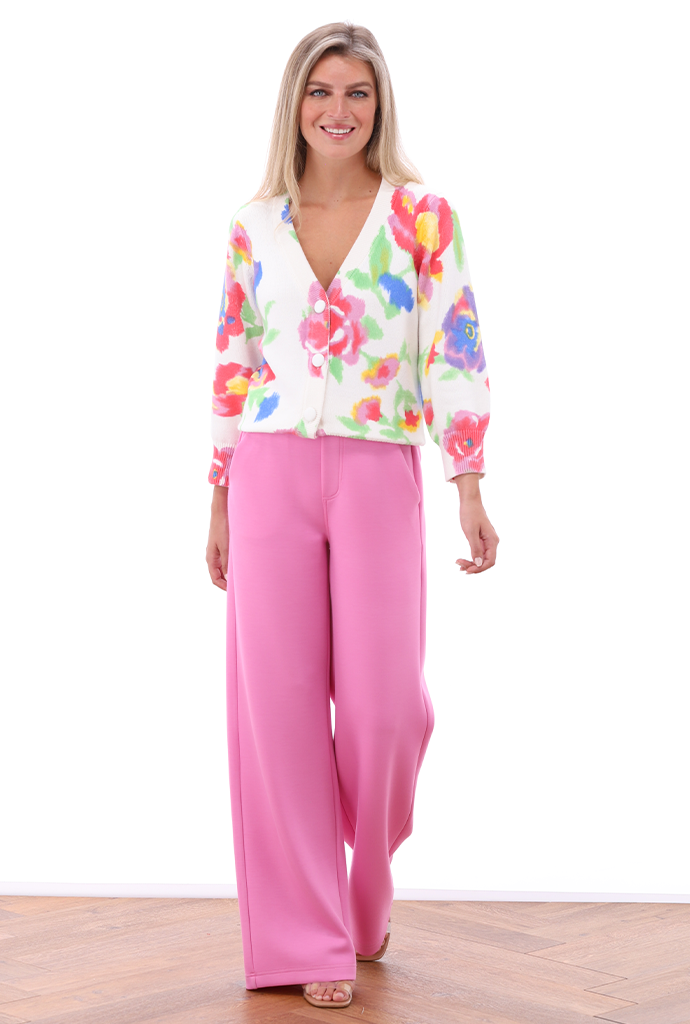 K-design - Cardigan met bloemenprint en V-hals (A813Floral design)