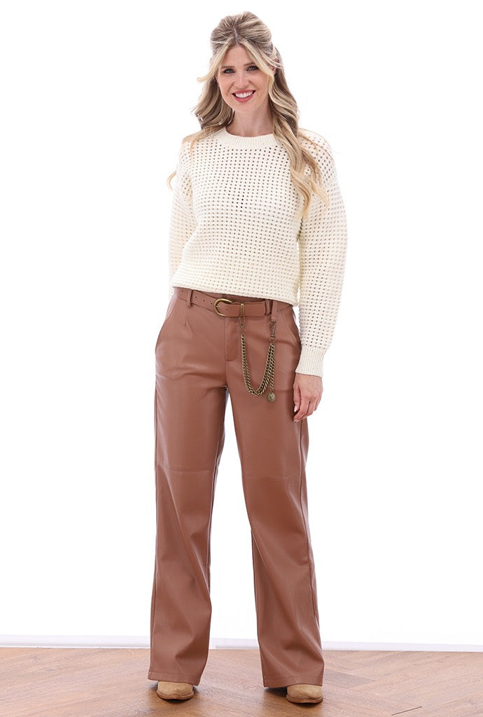 K-Design - Vegan lederen broek met bijpassende riem (B751)