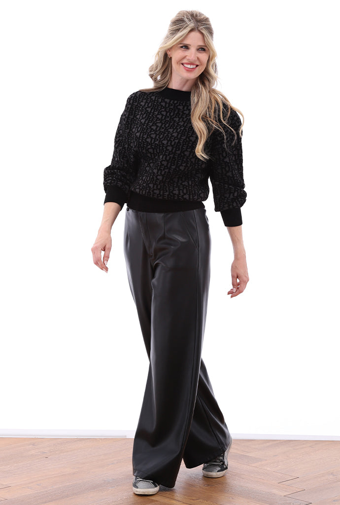 K-Design - Vegan lederen broek met plooien (B750)