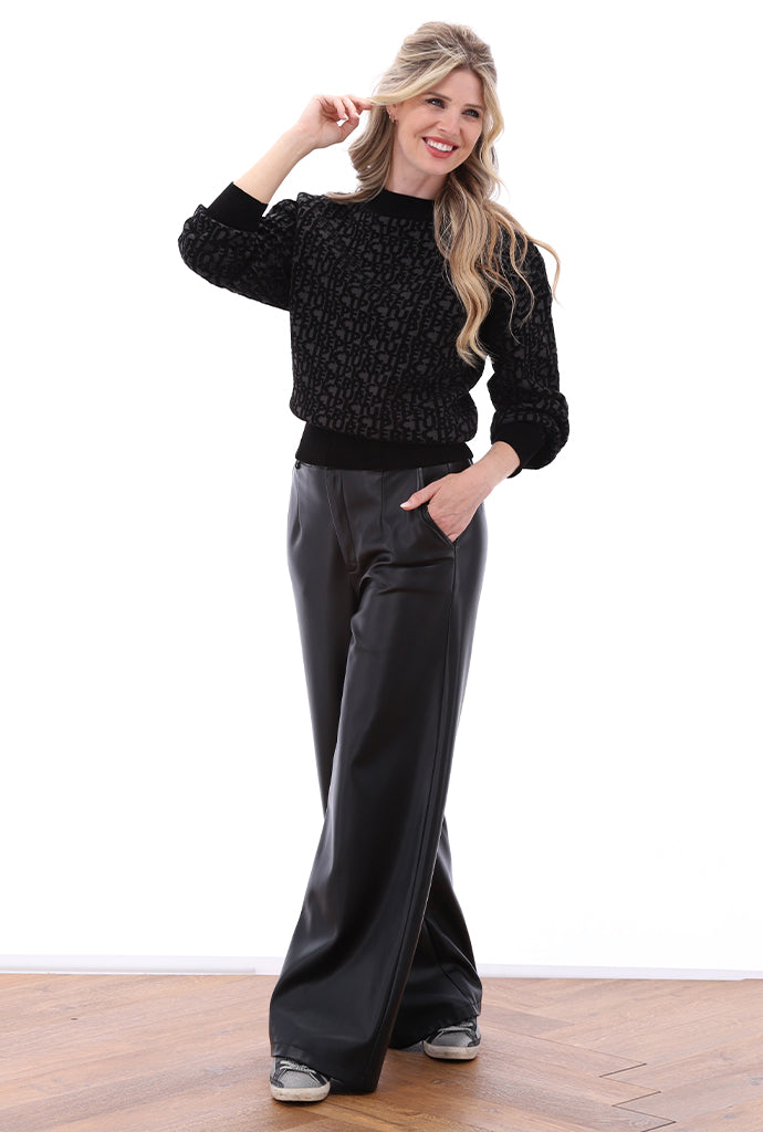 K-Design - Vegan lederen broek met plooien (B750)