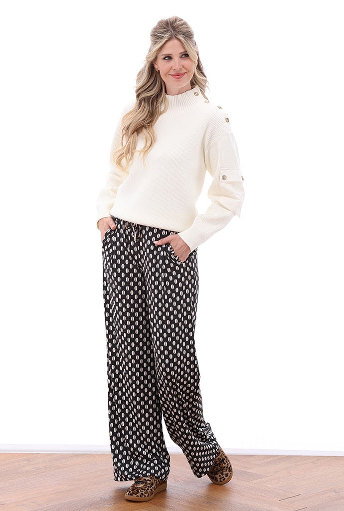 K-Design - Wijde broek met design en trekkoord (B325)