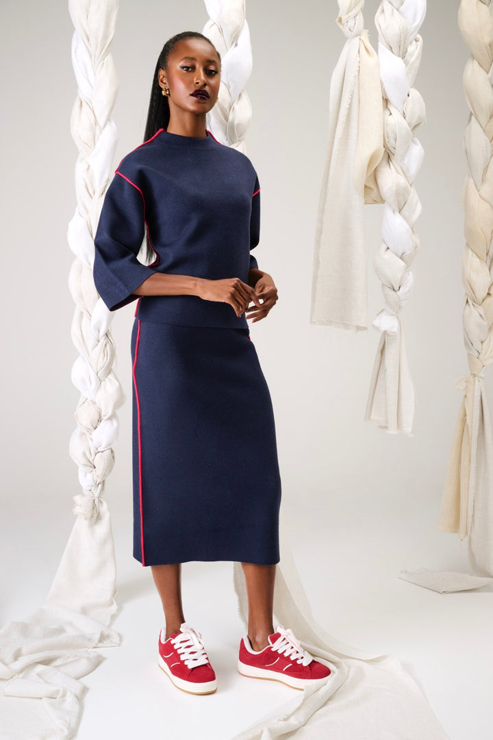 K-Design - Pull met bies in contrast (B859)