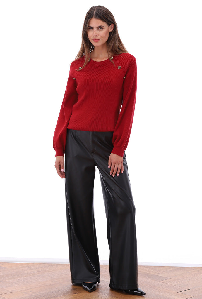 K-Design - Vegan lederen broek met plooien (B750)