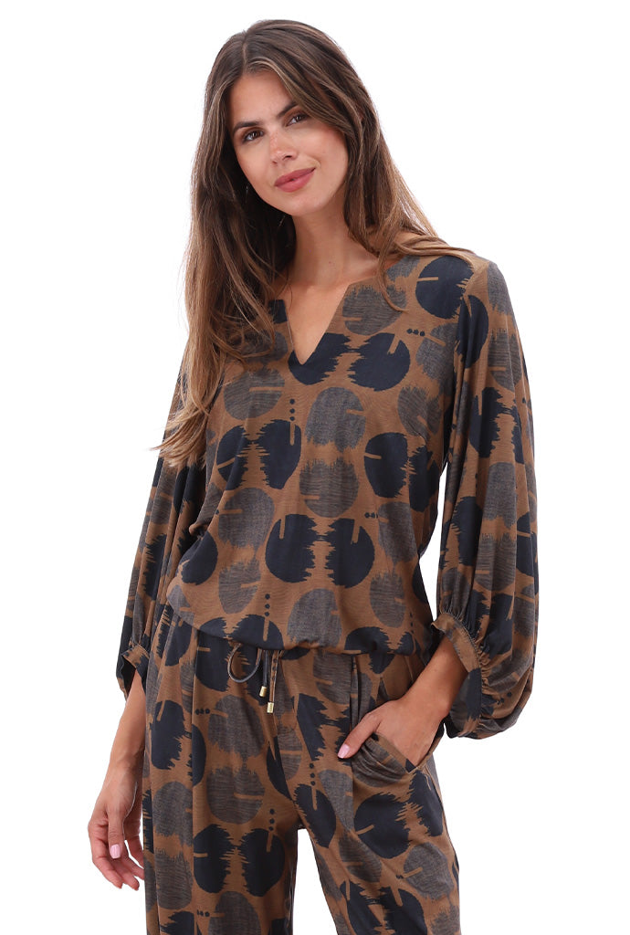 K-Design - Wijde broek met design en trekkoord (B317)