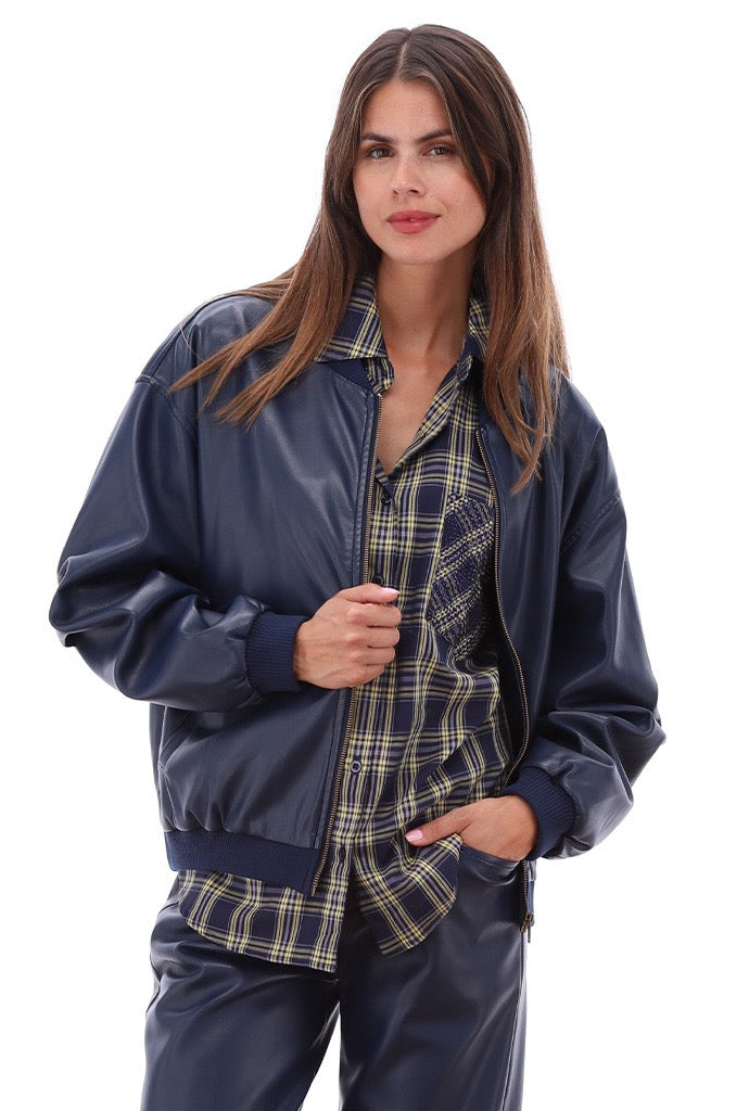 K-Design - Oversized tartan blouse met studs (B791)