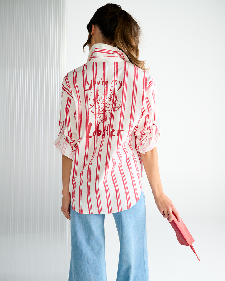 You're my lobster - Blouse met strepen & kreeft (C700L)